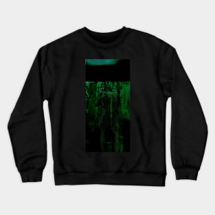 How to break the wall? Man in underpants stands near wall. Ugly close up, great artistic value. Green. Crewneck Sweatshirt